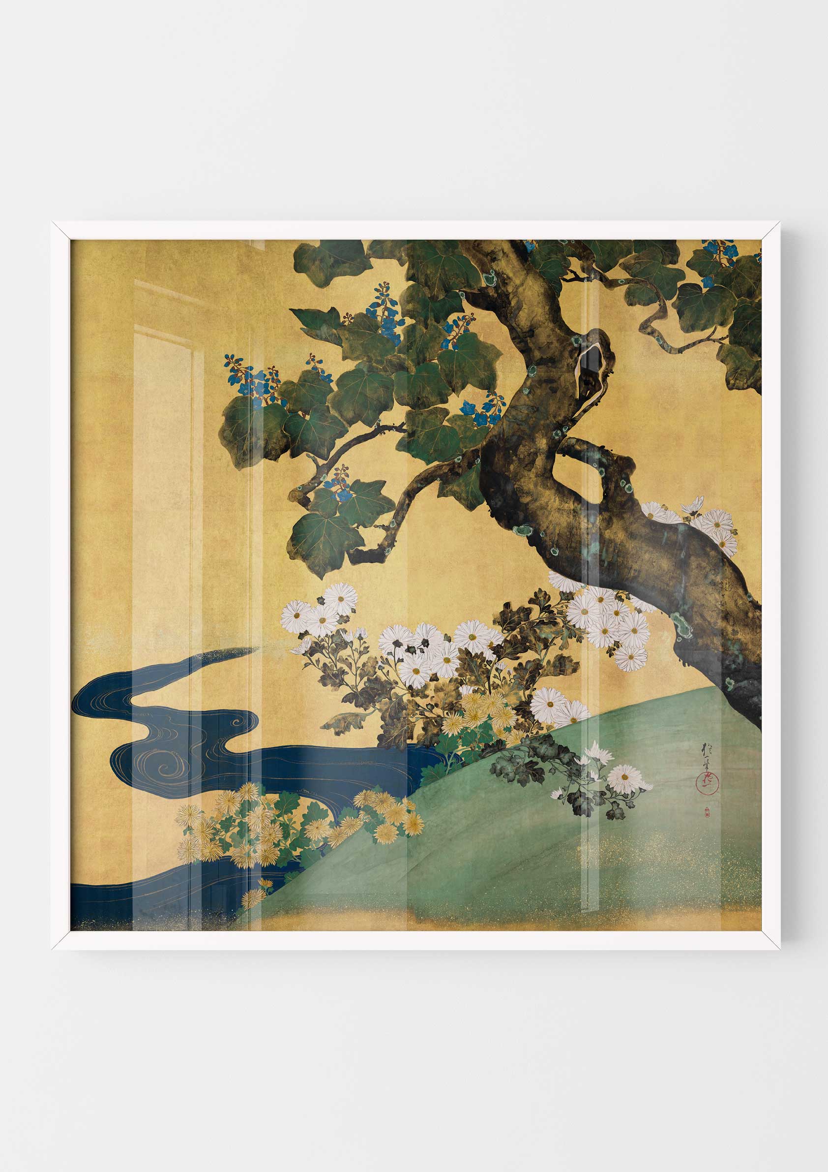 Sakai Hoitsu - Paulownias and chrysanthemums