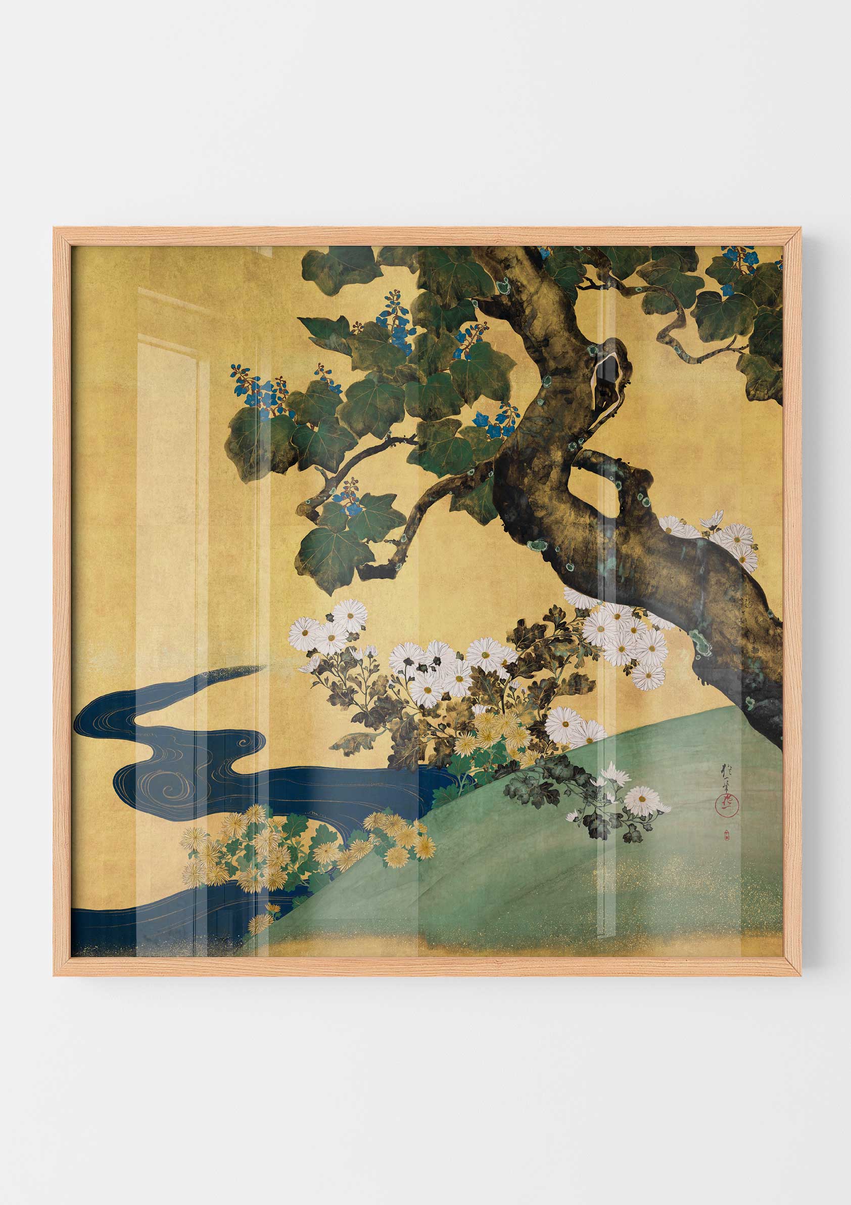 Sakai Hoitsu - Paulownias and chrysanthemums