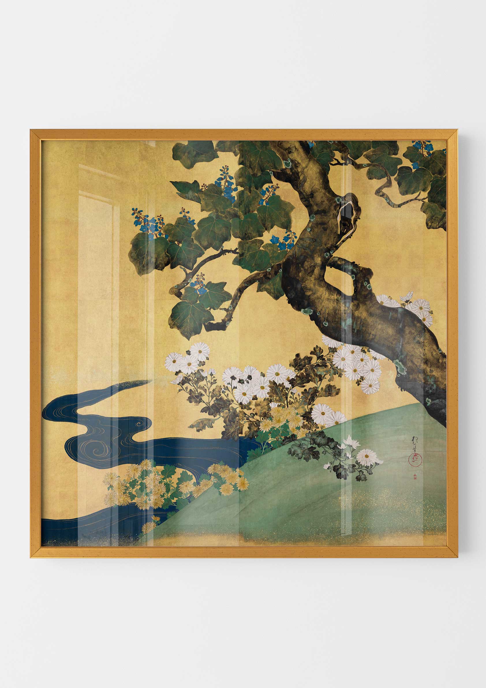 Sakai Hoitsu - Paulownias and chrysanthemums