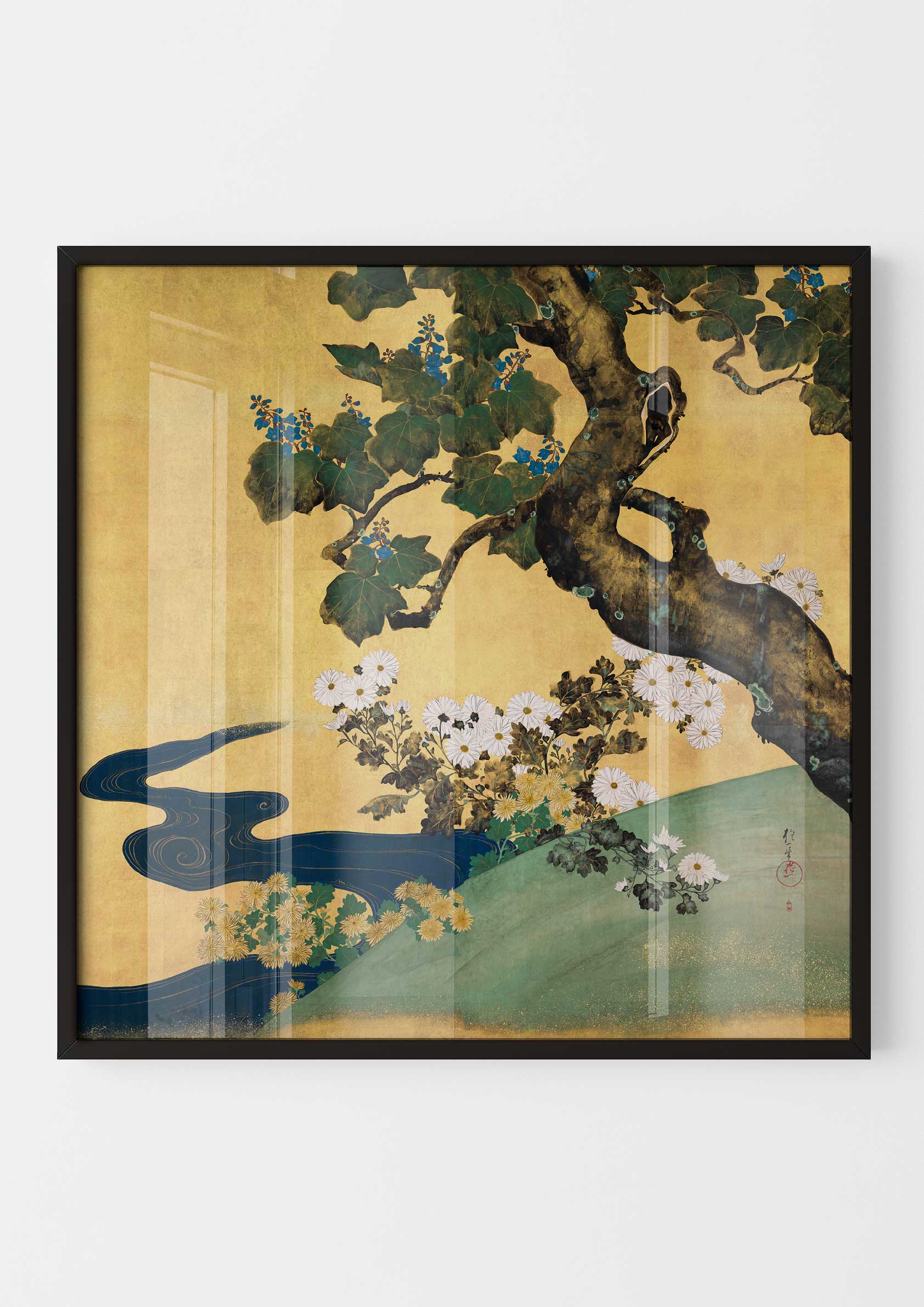 Sakai Hoitsu - Paulownias and chrysanthemums