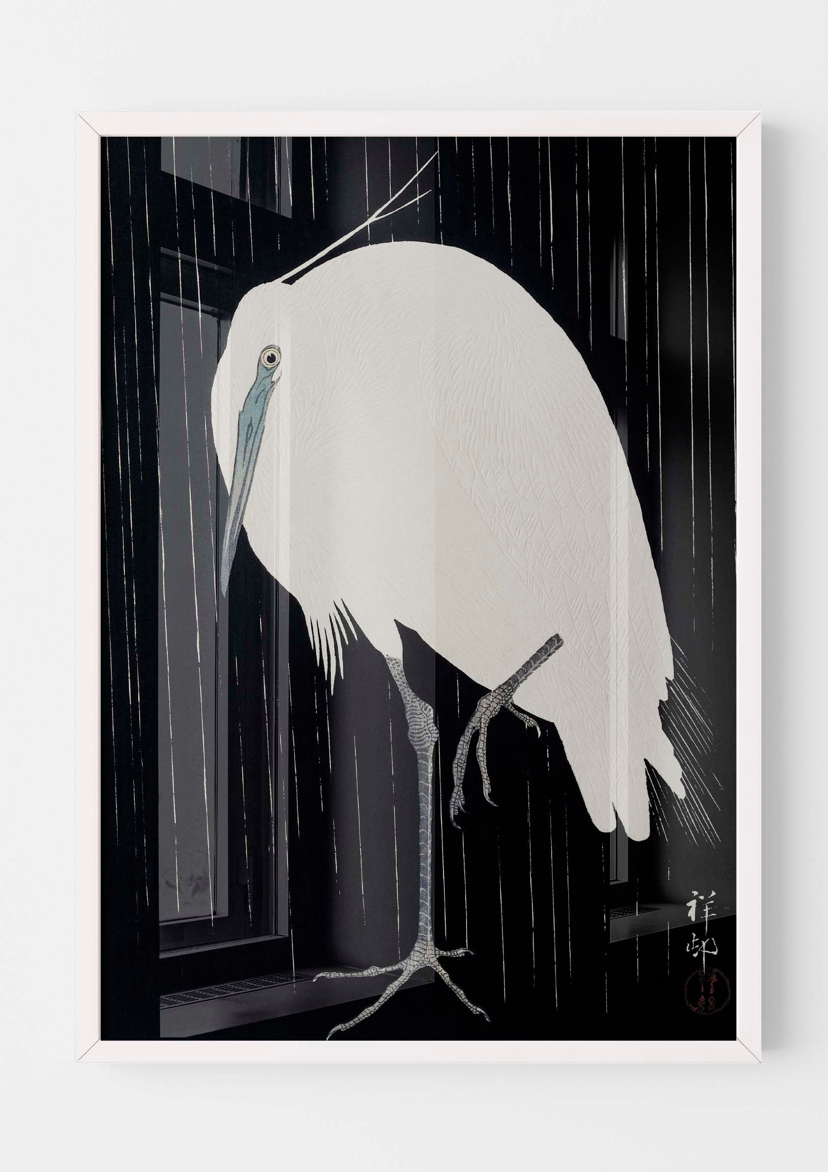 Ohara Koson - Egret in the Rain