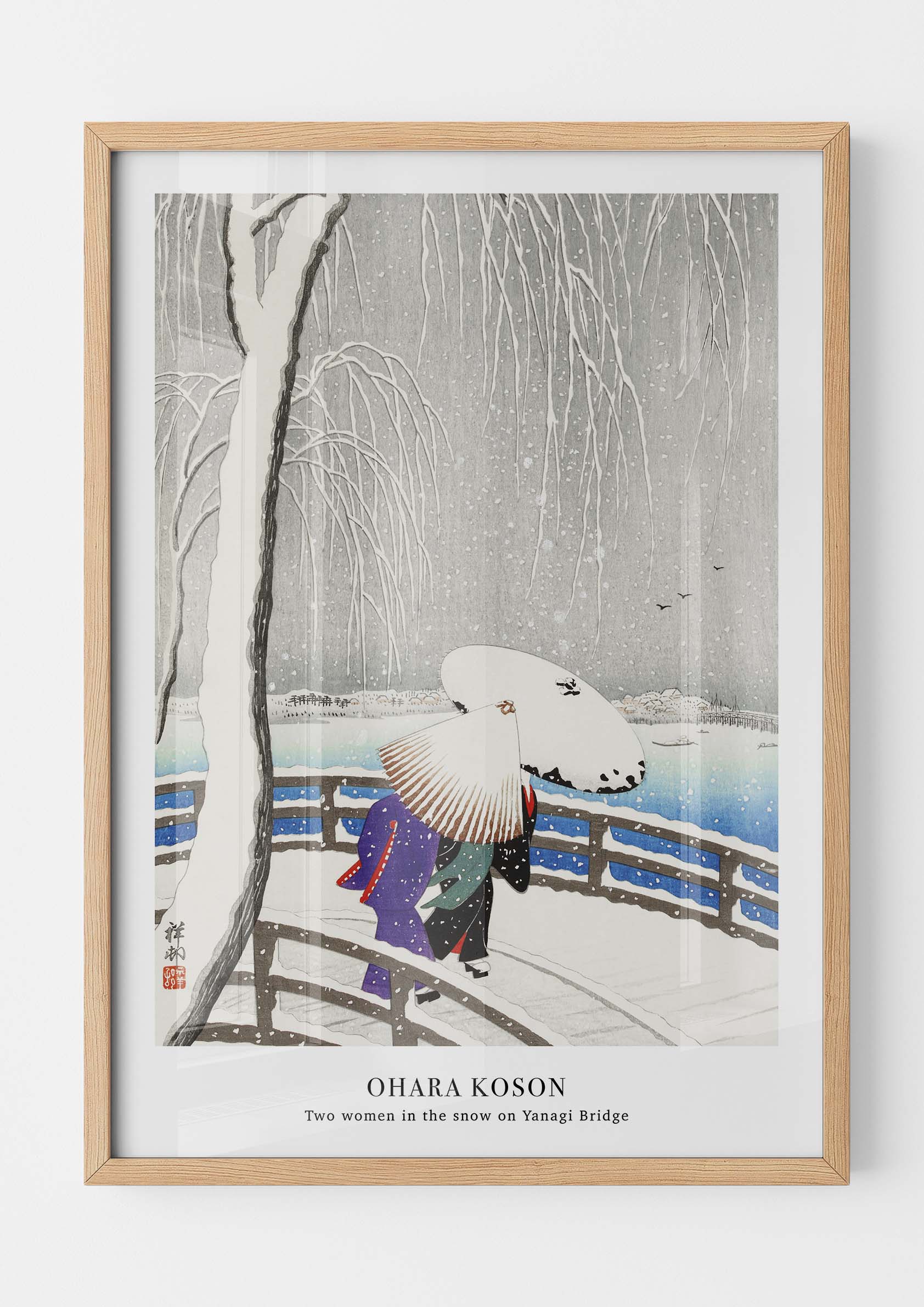Ohara Koson - Two Women in the Snow on Yanagi Bridge