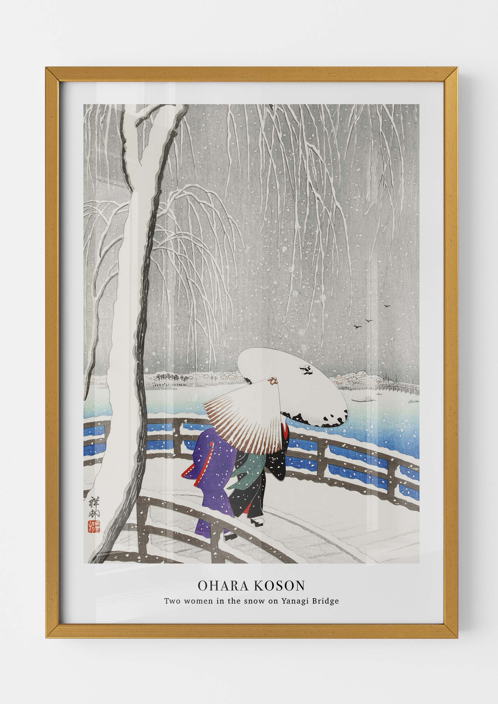 Ohara Koson - Two Women in the Snow on Yanagi Bridge