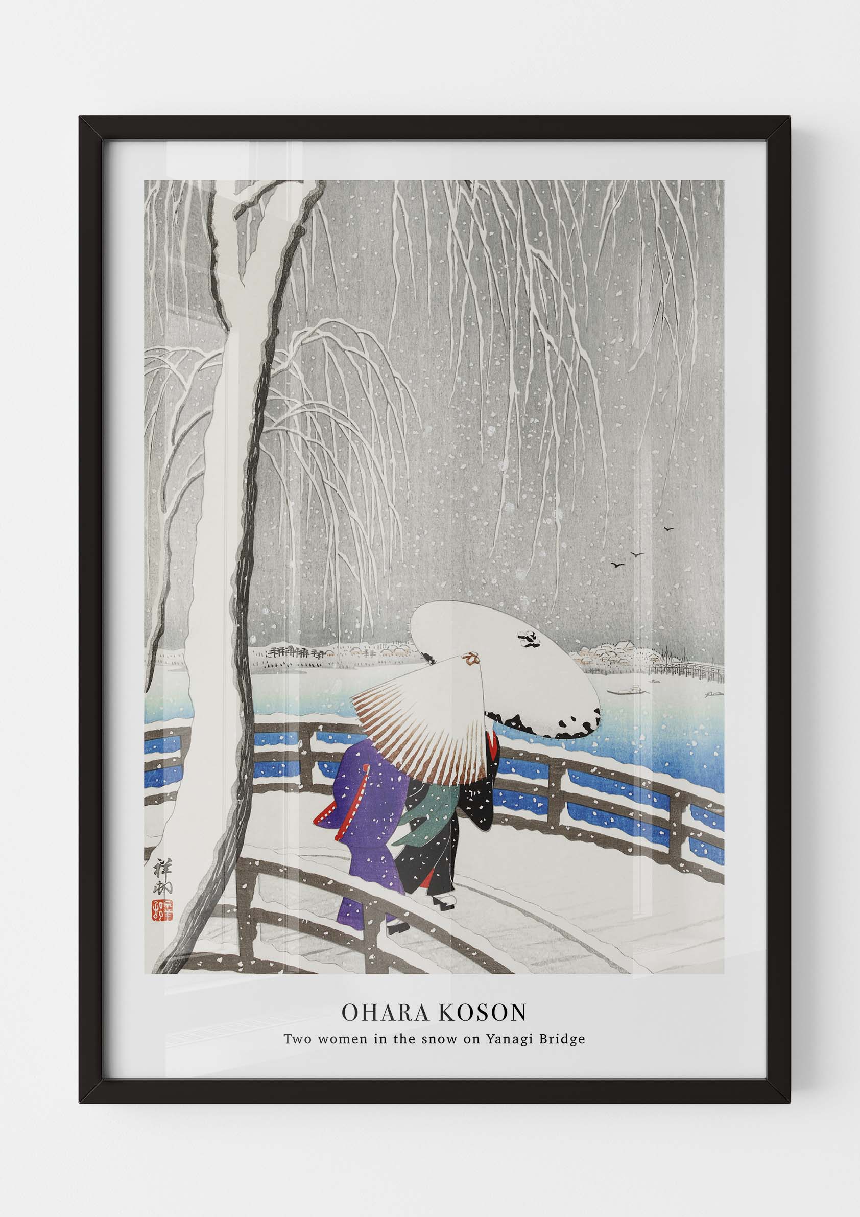 Ohara Koson - Two Women in the Snow on Yanagi Bridge