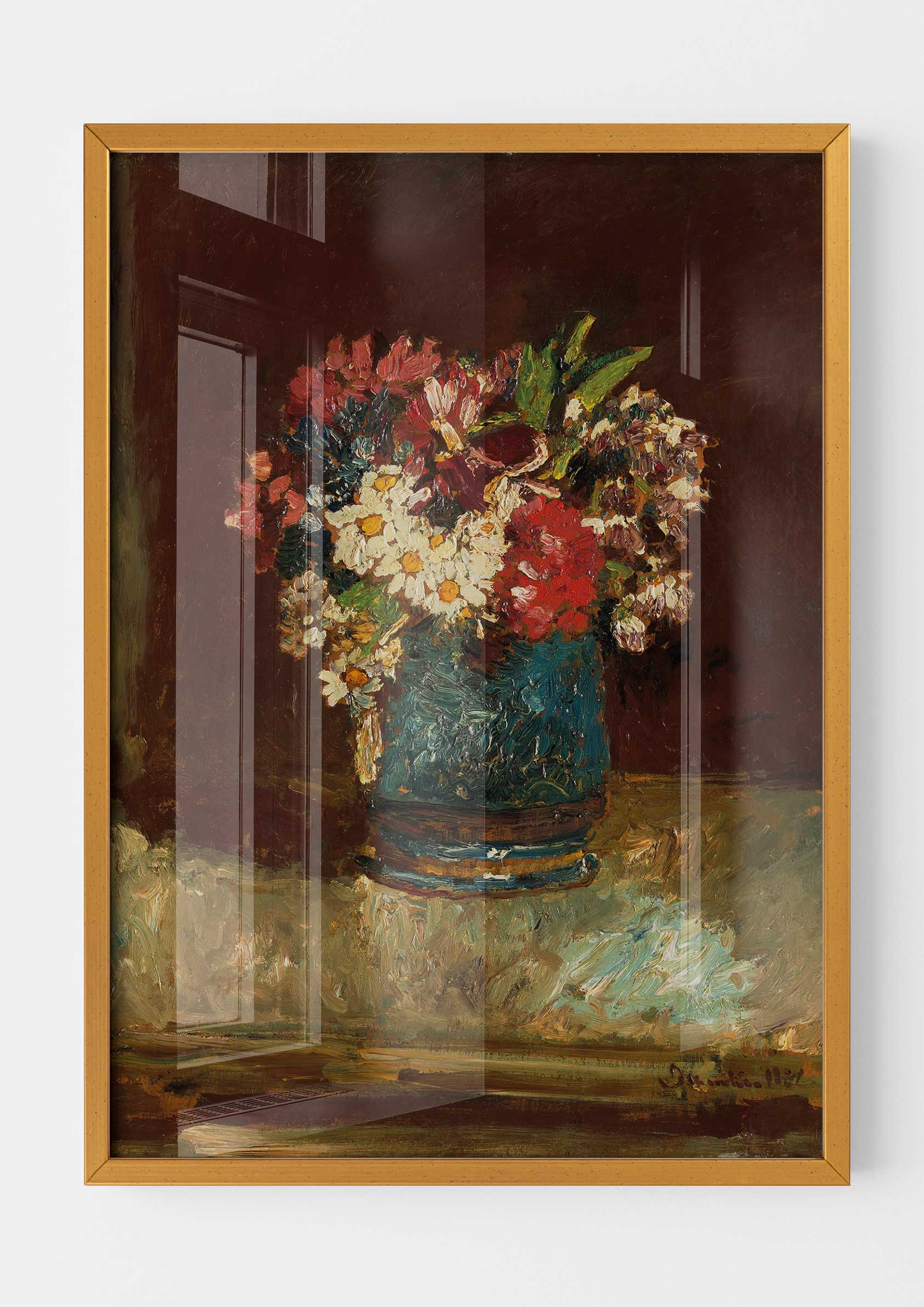Adolphe Monticelli - Flowers in a Blue Vase