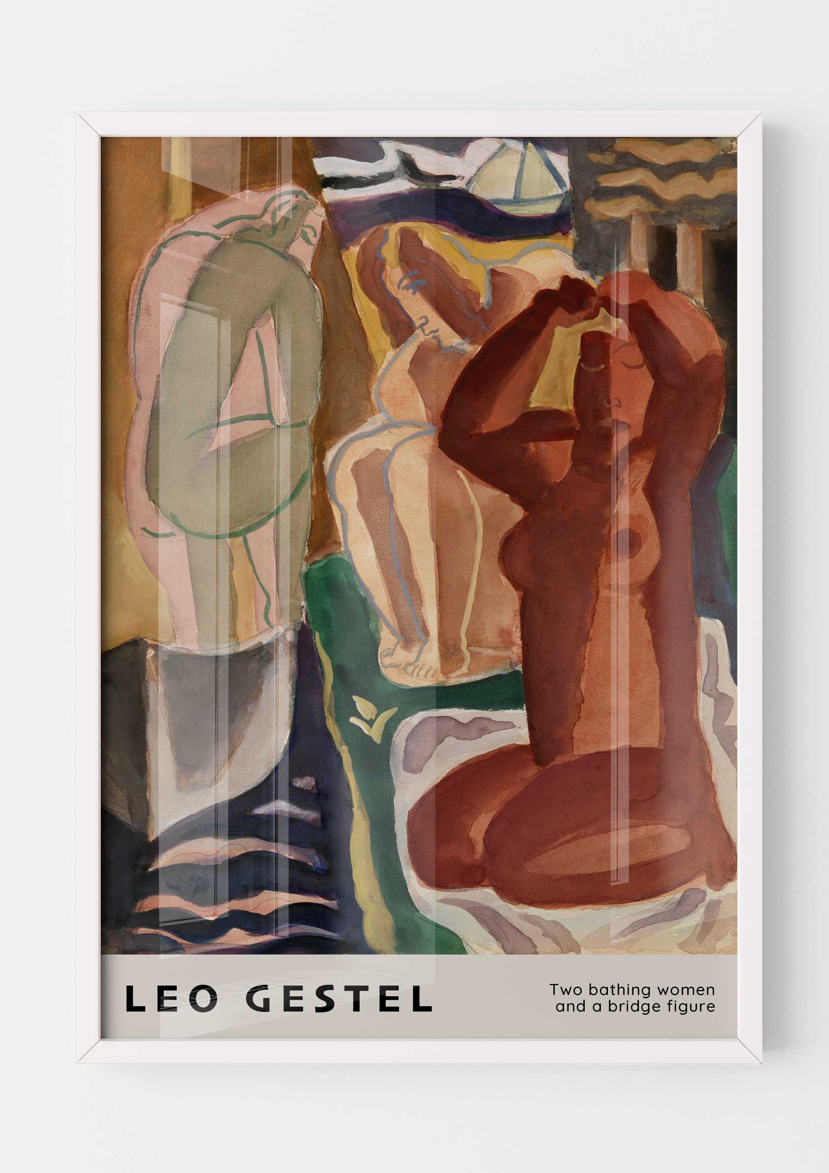 Leo Gestel - Two Bathing Women and a Bridge Figure