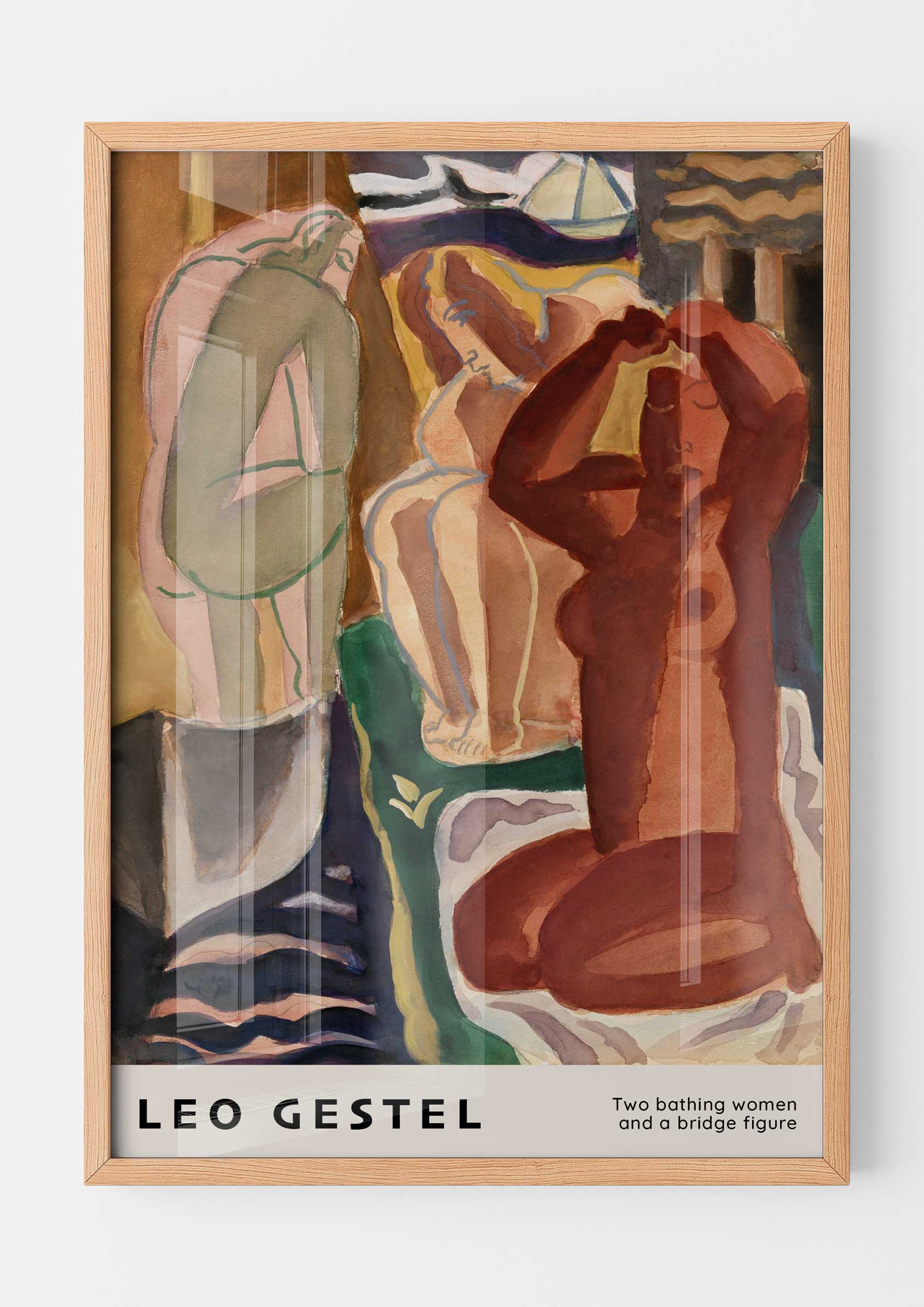 Leo Gestel - Two Bathing Women and a Bridge Figure
