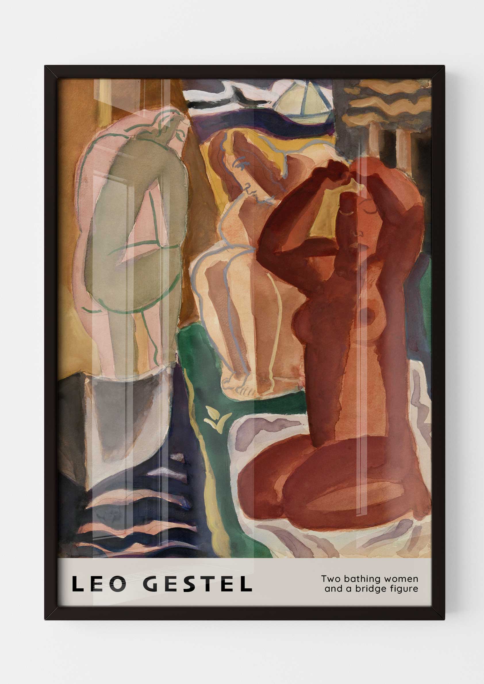 Leo Gestel - Two Bathing Women and a Bridge Figure