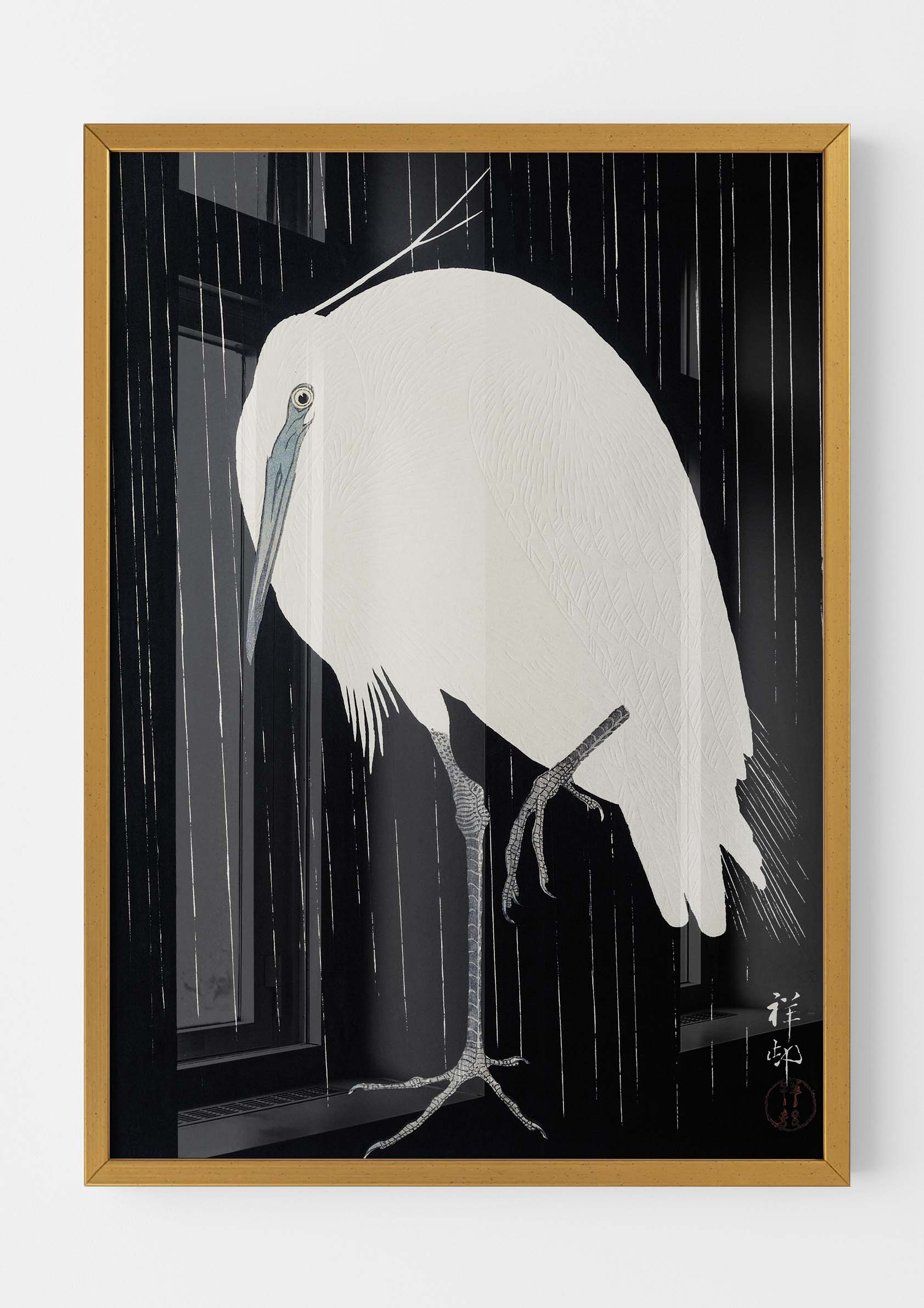 Ohara Koson - Egret in the Rain