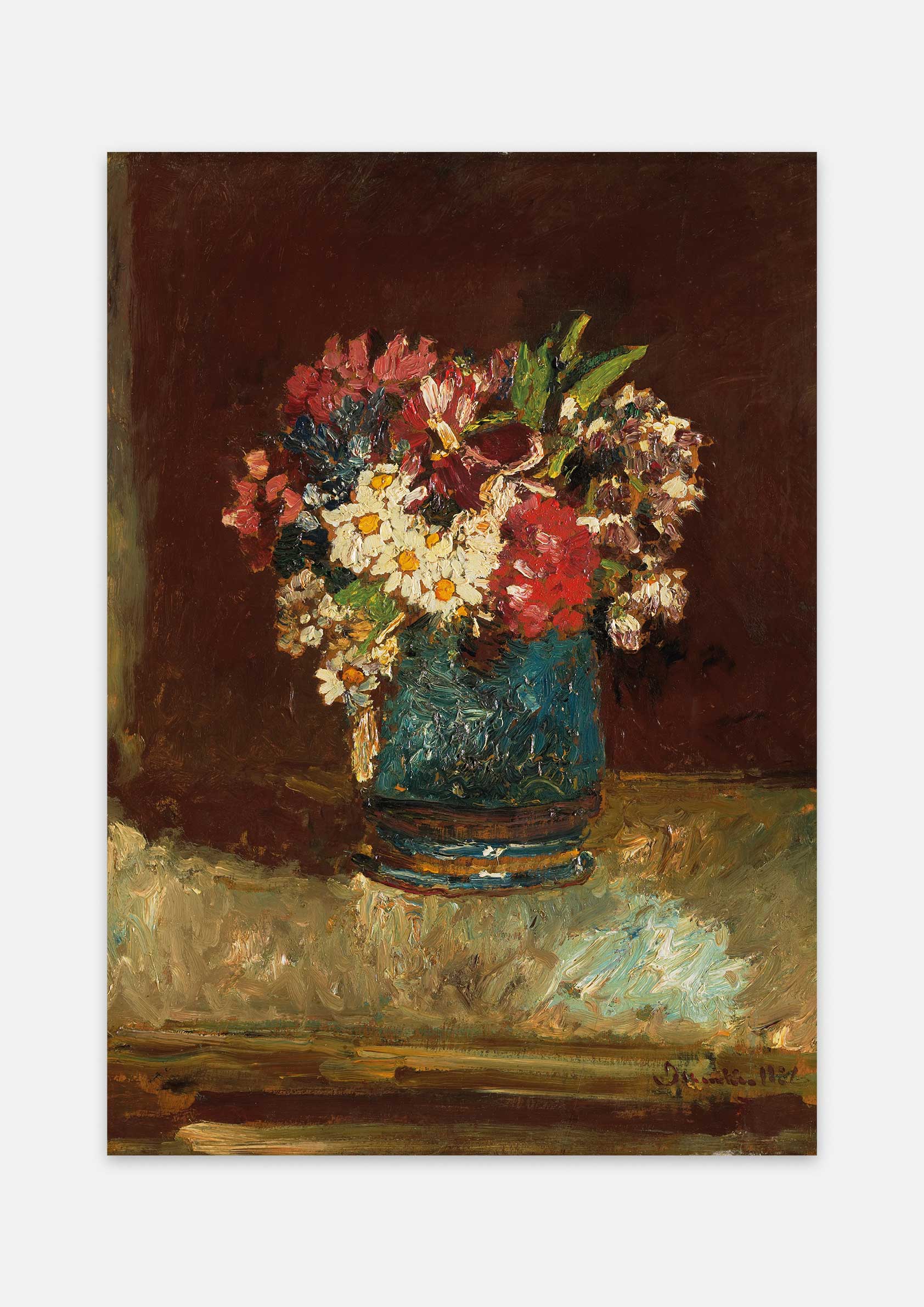 Adolphe Monticelli - Flowers in a Blue Vase