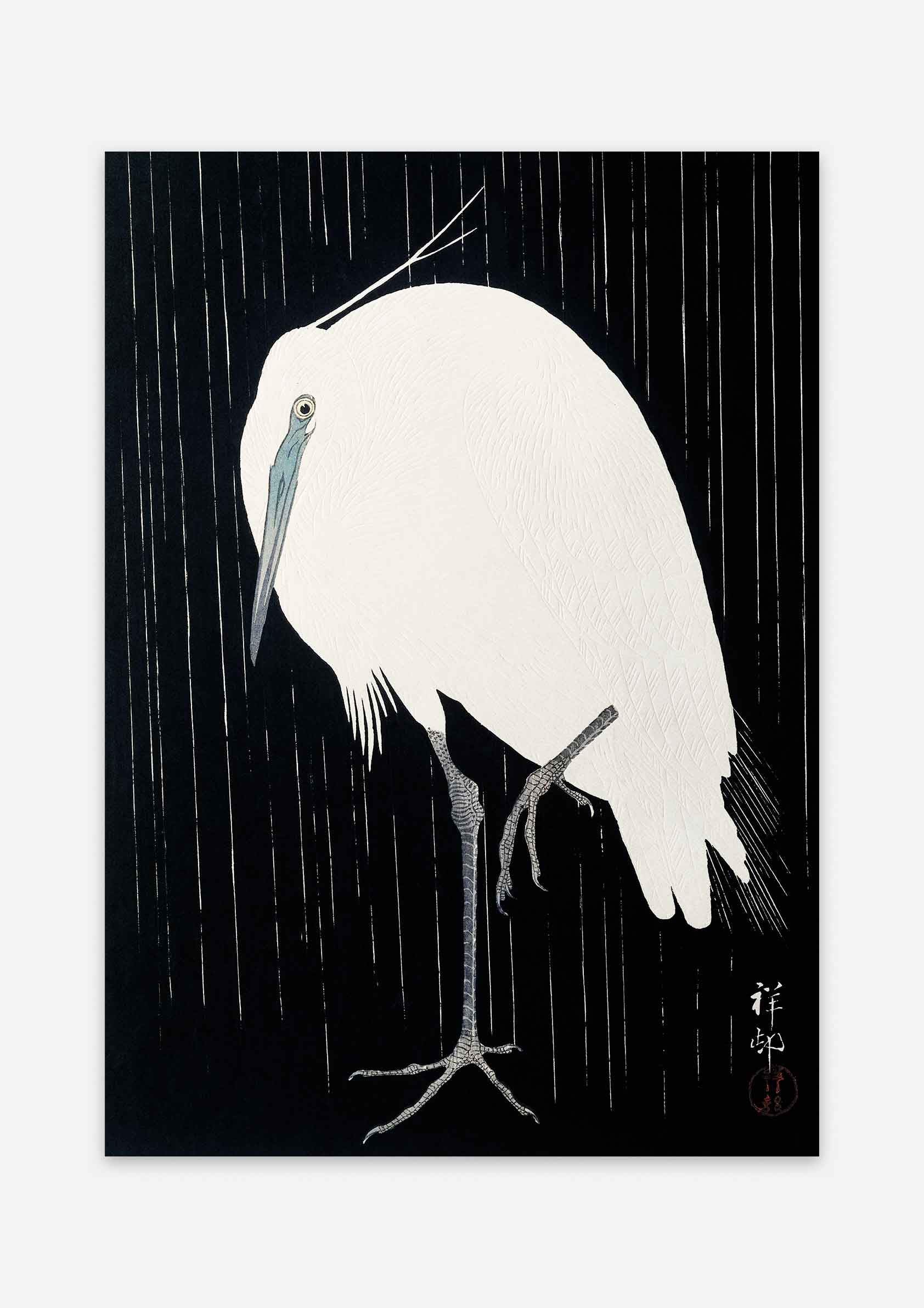 Ohara Koson - Egret in the Rain