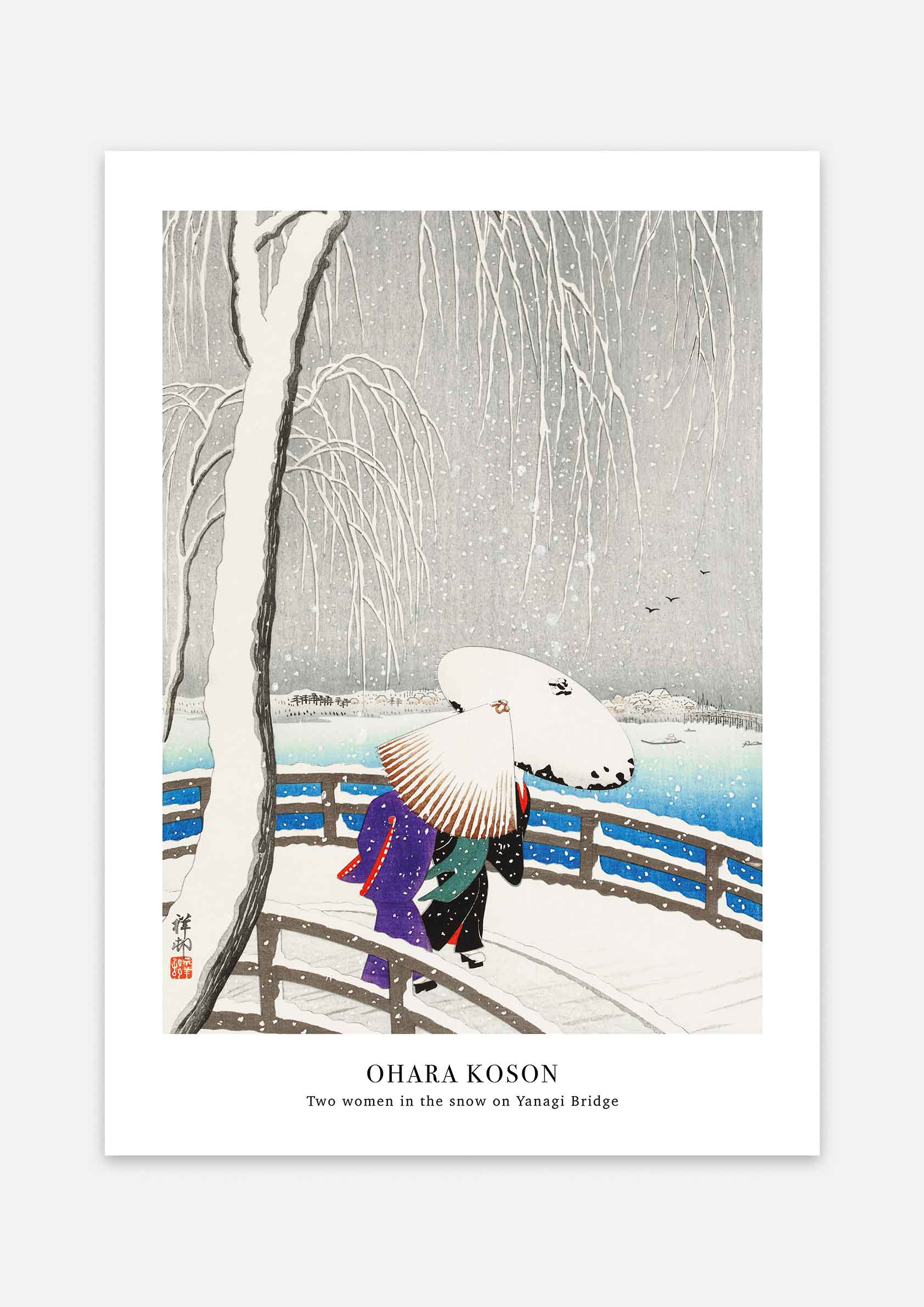 Ohara Koson - Two Women in the Snow on Yanagi Bridge