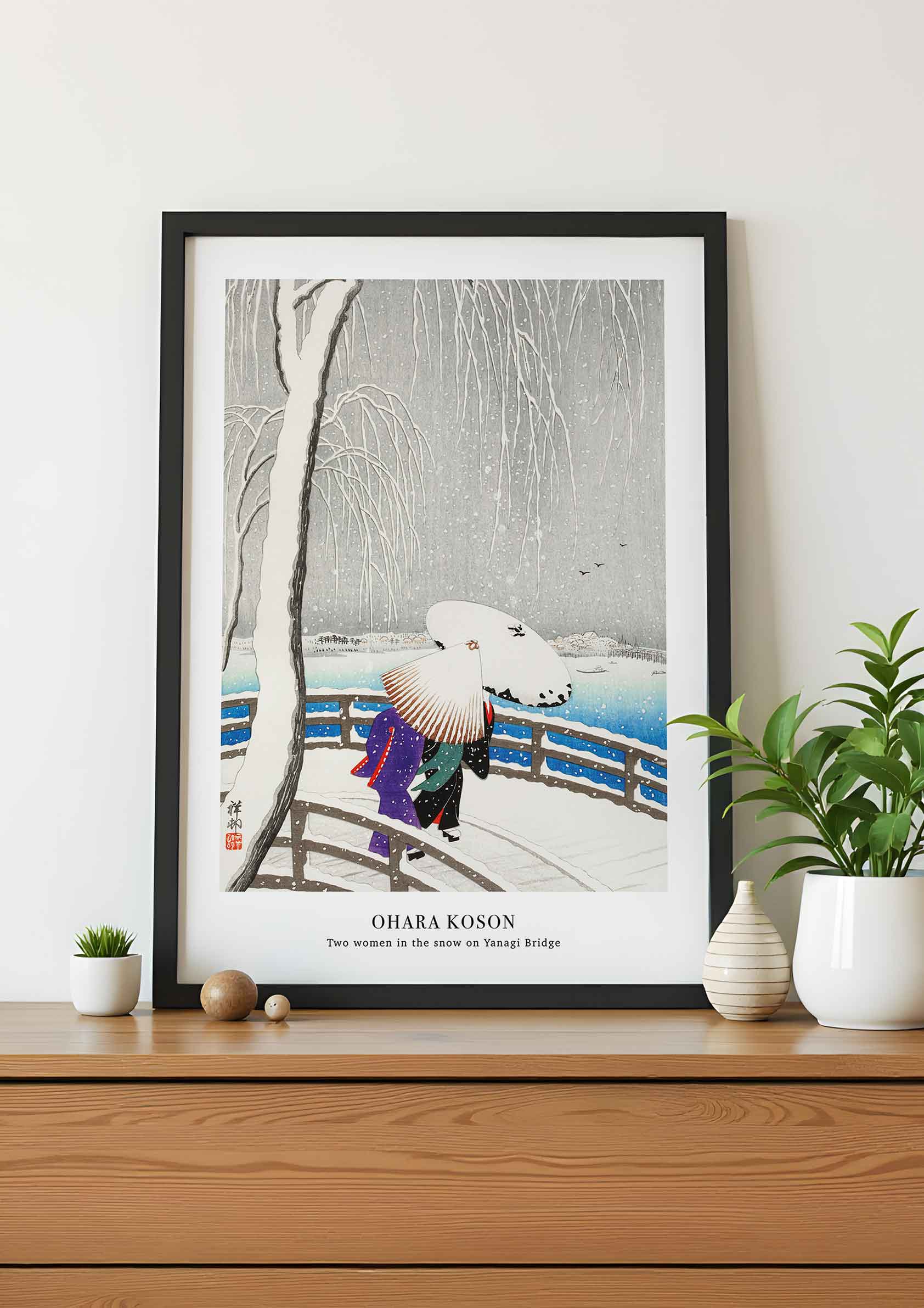Ohara Koson - Two Women in the Snow on Yanagi Bridge