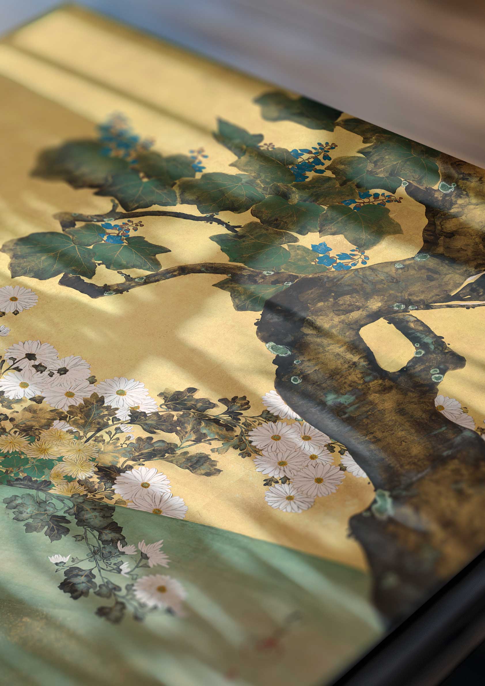 Sakai Hoitsu - Paulownias and chrysanthemums